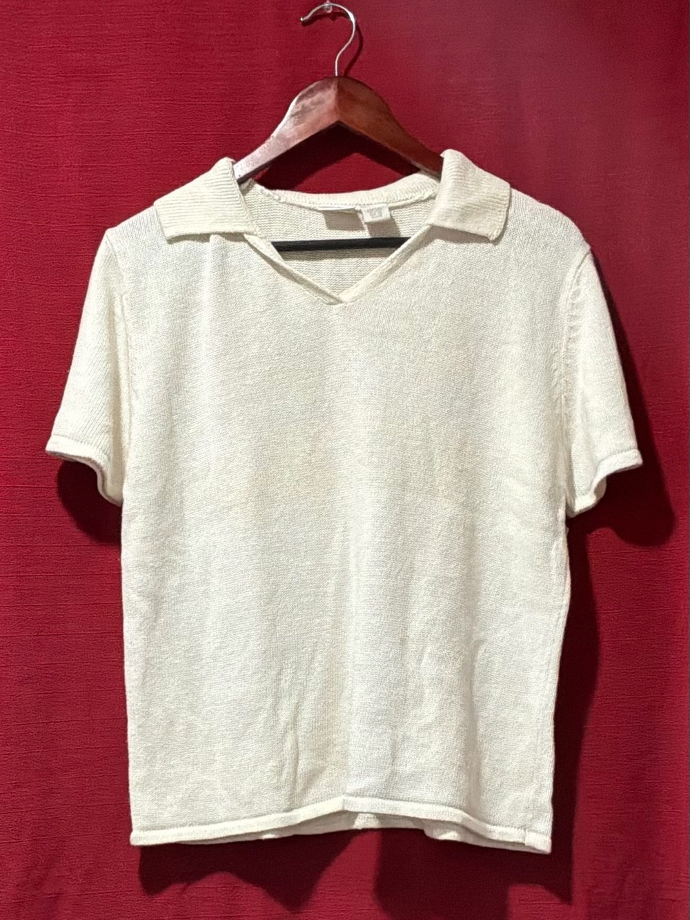 Cherokee Cream Short-Sleeve Polo Sweater